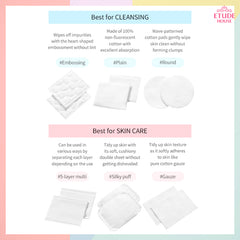  Etude house Cotton Pads #Embossing - Korean-Skincare